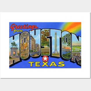 Greetings from Houston, Texas - Vintage Large Letter Postcard Posters and Art